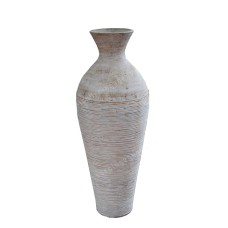 Brown White Washed Painted Vase With Rattan 100 cm