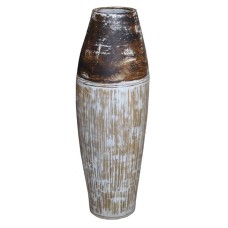Antique Brown Whitewash Painted Vase With Bamboo 100 cm