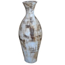 Antique Brown Grey Washed Painted Vase 80 cm