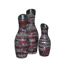 Purple Black Silver Mosaic Vase Set of 3