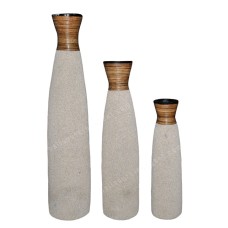 White Sand Vase Banana Bark Set of 3