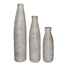 Vase White Washed With Rattan Set of 3