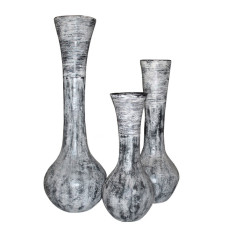 Black White Vase With Banana Bark Set of 3