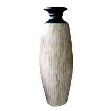 Bamboo White Wash Painted Vase 90 cm