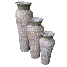 Cracked Cream Vase With Eggshells Set of 3