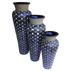 Black Vase Batik With Rope Set of 3