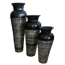Black Stripes Painted Vase Set of 3