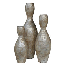 Full Gold Capiz Shell Vase Slim Set of 3