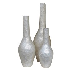 Full White Capiz Shell Vase Slim Set of 3