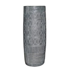 Antique Grey Painted Cylinder Vase 70 cm