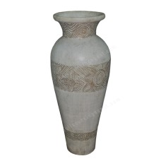 Antique White Vase Painted Flower 80 cm