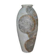 Antique Brown White Abstract Painted Vase 80 cm