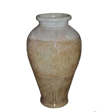 Antique Brown Vase Painted Leaf 60 cm