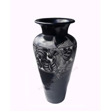 Black White Leaf Painted Vase 60 cm