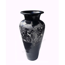 Black White Leaf Painted Vase 60 cm