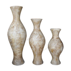 Cracked Brown Painted Vase Set of 3