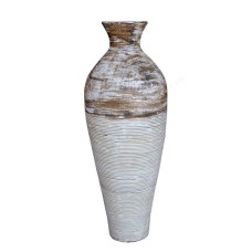 Antique Brown Grey Painted Vase With Rattan 100 cm