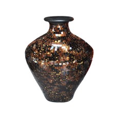 Mosaic Black Brown Oval Vase 30 cm