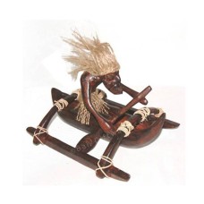 Wooden Mini Rowing Primitive Sculpture 15 cm