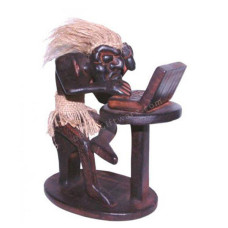 Wood Mini Primitive With Laptop 20 cm