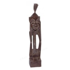 Wooden Primitive Tribe Statue Closed Eyes 30 cm