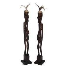 Wooden Couple Primitive Tribe Statue 50 cm