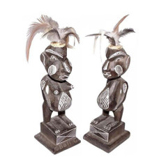 Couple Primitive Statue With Quill 25 cm