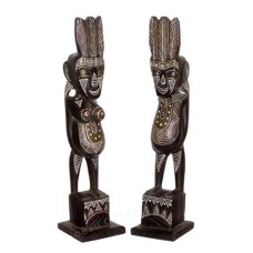 Primitive Asmat Tribe Couple Wooden Statue 50 cm