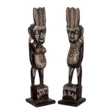 Primitive Asmat Tribe Couple Statue 50 cm