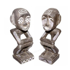 Squatting Couple Primitive Statue 30 cm