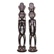 African Tribe Man And Woman Wooden Statue 90 cm