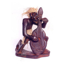 Primitive Statue Playing Bass Guitar 20 cm
