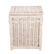 White Wash Rattan Rectangle Storage With Handles