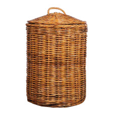 Rattan Round Basket With Lid Honey Brown