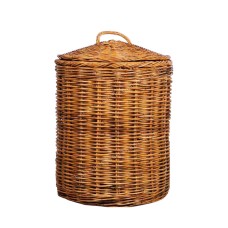 Honey Brown Rattan Round Basket With Lid