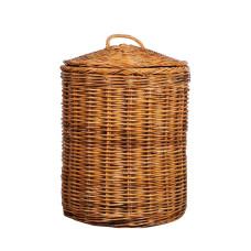 Honey Brown Rattan Round Basket With Lid