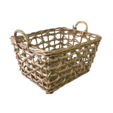Loose Woven Rectangle Rattan Basket Grey