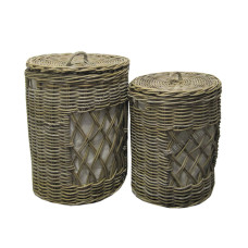 Rattan Laundry Basket Pale Grey Set Of 2