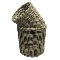Round Rattan Basket With Handles Pale Grey Set of 2