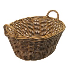 Oval Rattan Basket With Handles Honey Brown