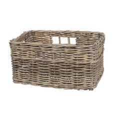 Rectangular Rattan Basket Pale Grey Finish 