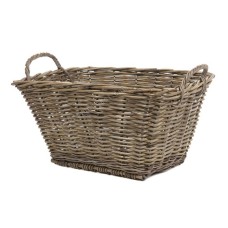 Rattan Woven Rectangular Basket Grey Washed