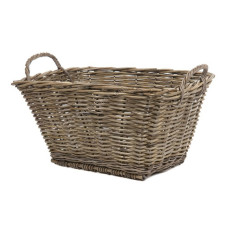 Rattan Woven Rectangle Basket Grey Washed
