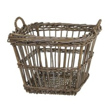 Rattan Loosely Woven Square Basket Grey