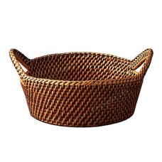 Woven Brown Rattan Bread Basket