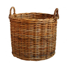 Brown Rattan Round Basket With Handles