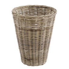 Tapered Rattan Waste Basket Grey Wash