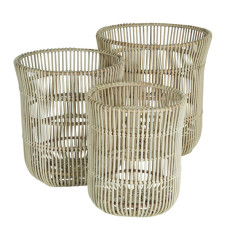 Rattan Laundry Basket Grey Wash Set Of 3