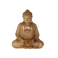 Wooden Natural Brown Meditation Buddha 25 cm