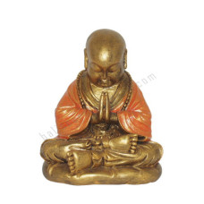Resin Golden Praying Buddhist Monk 25 cm